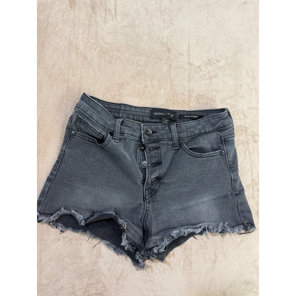 Kendall + Kylie The Hipster Short Black Denim Cut Off Shorts Size 7/28